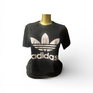 Adidas Black Tee with White Trefoil Logo
